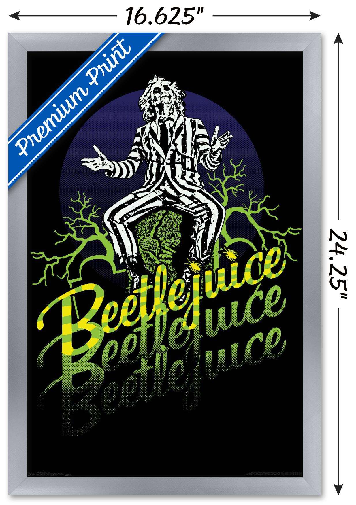 Beetlejuice - Yellow and Green Neon Wall Poster, 14.725" x 22.375", Framed