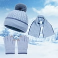 thumbnail image 2 of Gubotare Toddler Boy Hat and Glove Set Kids Winter Hat Gloves Scarf Set, Girls Toddler Children Beanie with Pom Knit Neck Warmer Gaiter Mittens Fleece Lined Set (Sky Blue,2-8 Years), 2 of 9