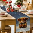 thumbnail image 2 of Christmas Table Runner Highland Cow Table Runners Bell Balls Snow Cotton Linen Dresser Scarf Kitchen Dining Table Decor for Christmas Holiday Party Decor 13x36 Inch, 2 of 8