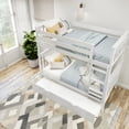 thumbnail image 6 of Plank+Beam Solid Wood Twin over Twin Bunk Bed with Storage Trundle for Adults/Kids, White, 6 of 10