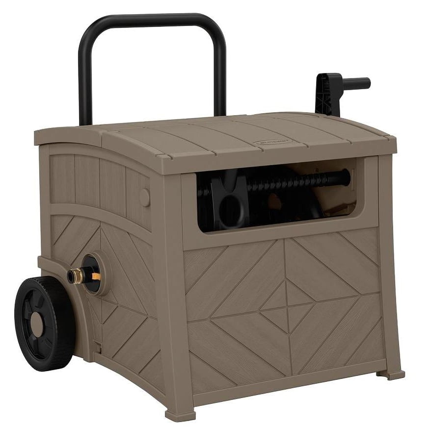 Suncast WST150 Free Standing Hideaway Hose Reel, Taupe, Hose 150