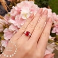 thumbnail image 2 of Three Stone Emerald Cut Ruby Engagement Ring, Genuine Lab Grown Pigeons Blood Ruby Promise Ring,, 2 of 4