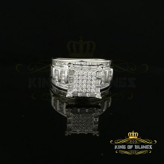 King of Bling's 925 Sterling White Square 2.34ct Cubic Zirconia Silver Womens Ring Size 6.5