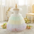 thumbnail image 4 of LOEL Girls Rainbow Tulle Dress Princess Puffy Dress Wedding Pageant Party Easter Ball Gown Flower Girls Dress, 4 of 7