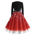 thumbnail image 4 of Women's Casual Fashion Long Sleeve Christmas Graphic Printed Vintage V-Neck Retro Print Long Dress for Holiday Casual Occasions and Everyday Wear,Vermilion,5XL, 4 of 6