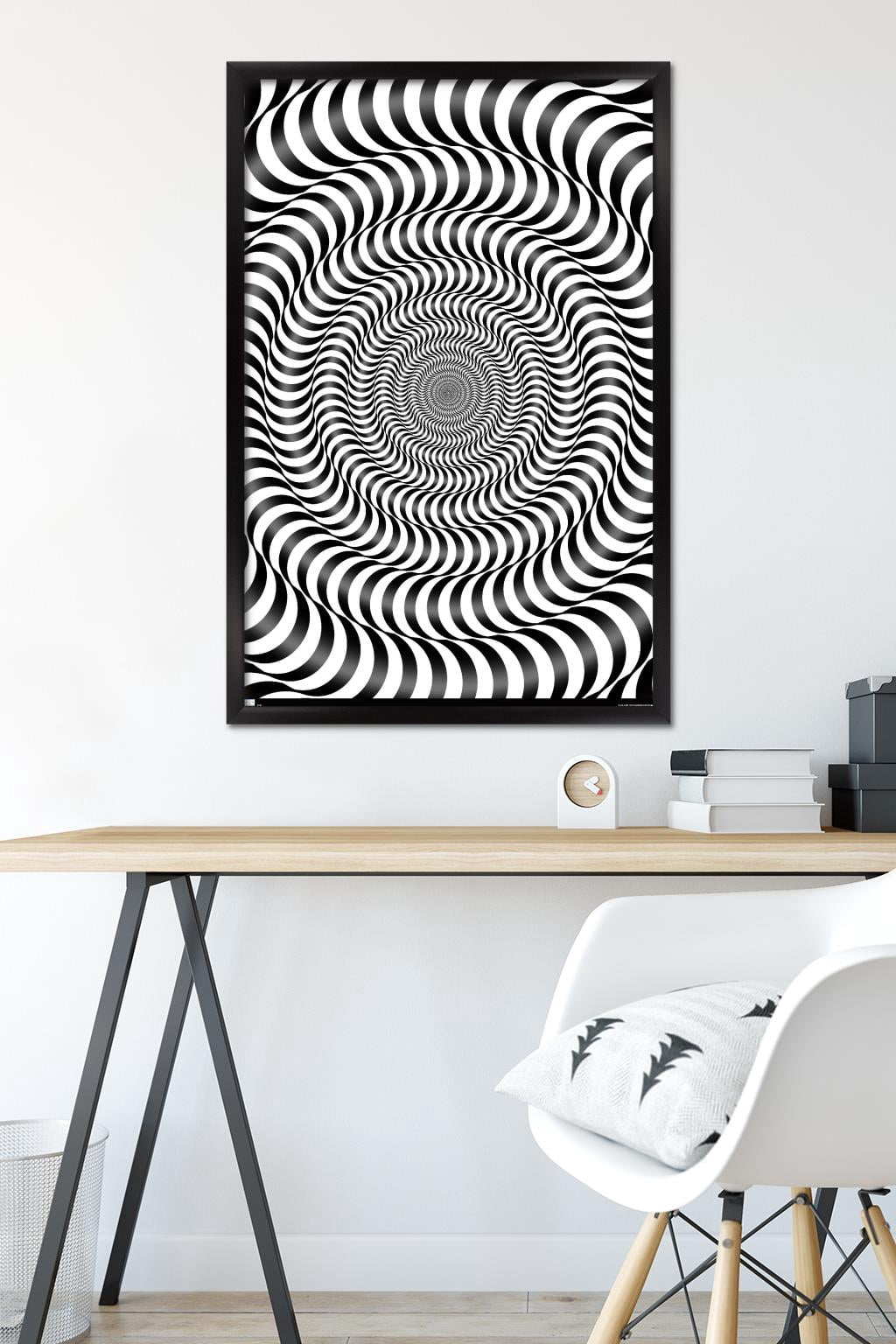 Zebra Stripe Optical Illusion Wall Poster, 22.375" x 34" Framed