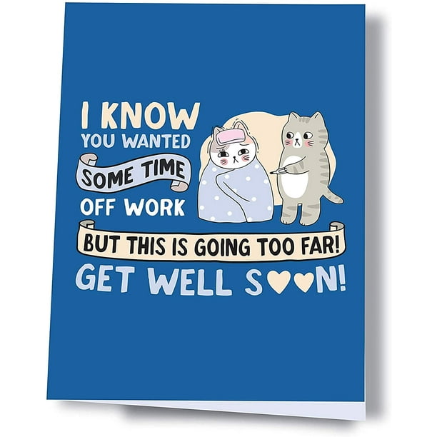 Funny get well soon card with envelope for him or her, Original card for  someone who is recovering