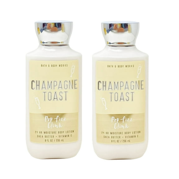 Bath and Body Works Champagne Toast Pop Fizz Clink 24 Hour Moisture Body Lotion Bundle - Pack of 2