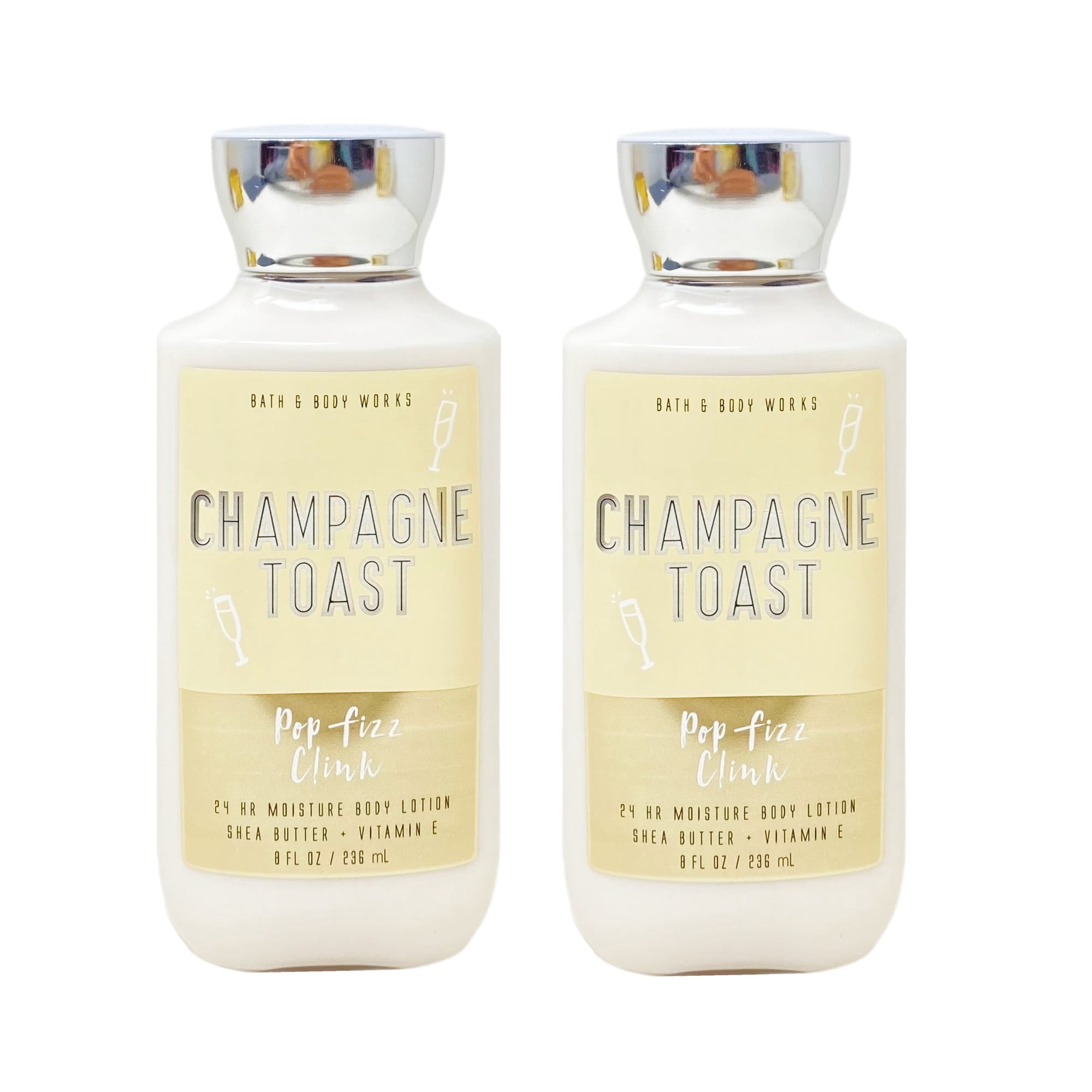 Bath and Body Works Champagne Toast Pop Fizz Clink 24 Hour Moisture Body Lotion Bundle - Pack of 2