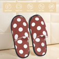 thumbnail image 2 of Balery Maroon And White Polka Dot Pantuflas de Casa de Felpa Silenciosas con Diseño Estampado, Zapatillas Cómodas Antideslizantes de Algodón para Interior-Medium, 2 of 8