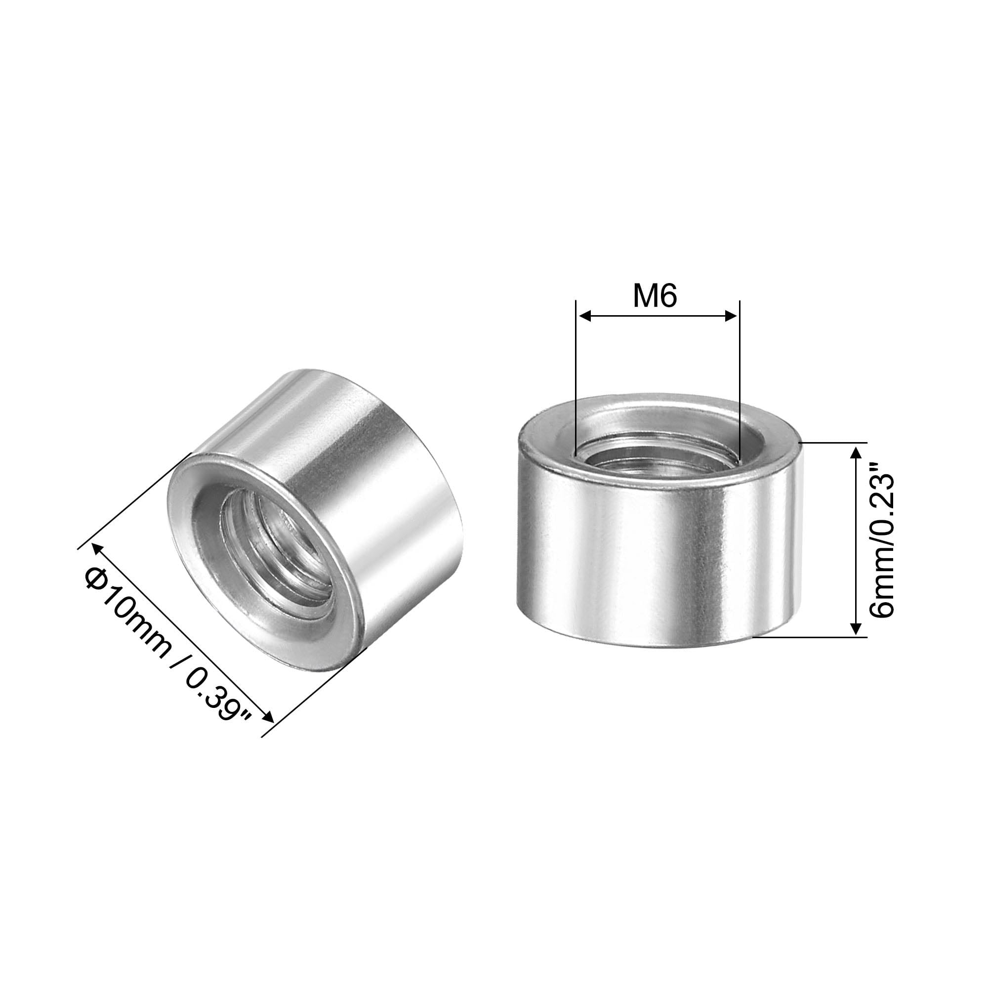 Buy Round Weld Nuts, M6 x 10mm x 6mm Weld On Bung Female Nut Threaded