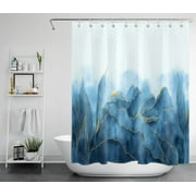 HVEST Mountain Shower Curtain,Abstract Marbling Shower Curtain for Bathroom Blue Water Ripples Polyester Waterproof Fabric Bath Accessories with Hooks Set,60X72 Inches