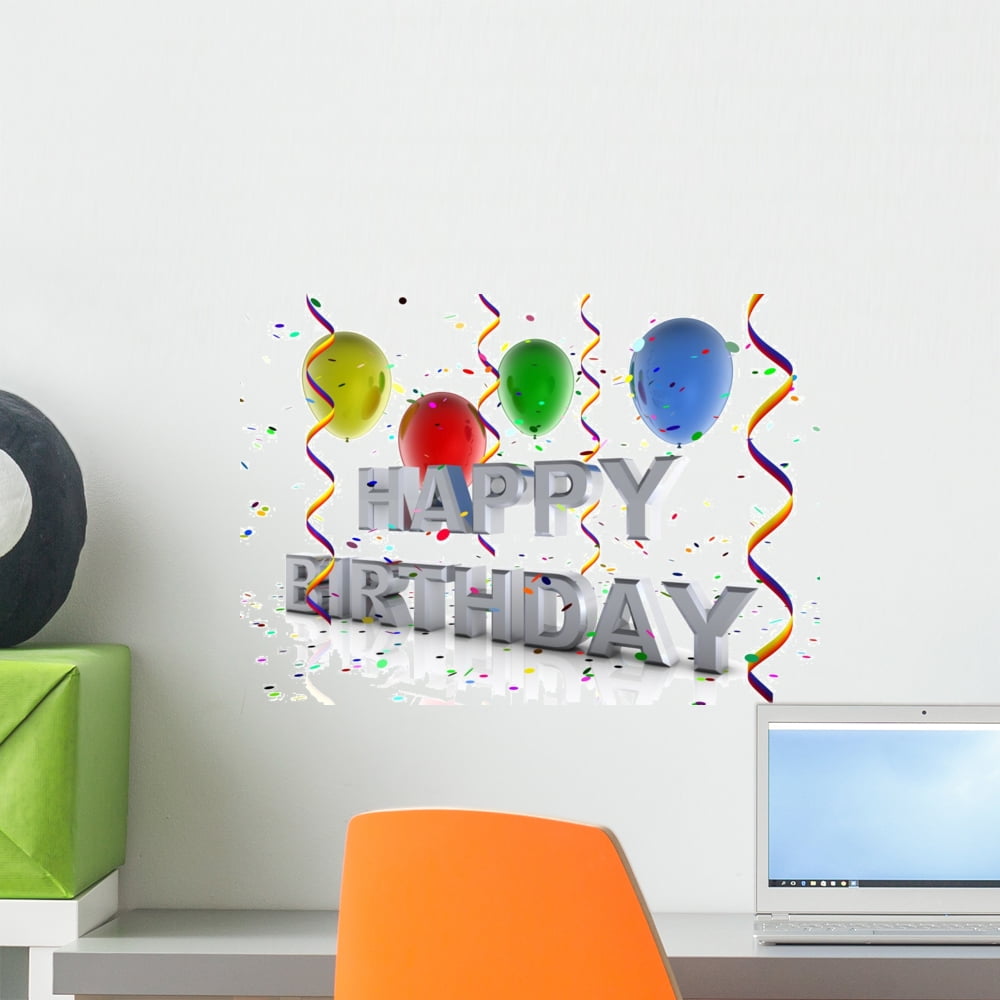 Happy Birthday Wall Mural by Wallmonkeys Peel and Stick Graphic (18 in