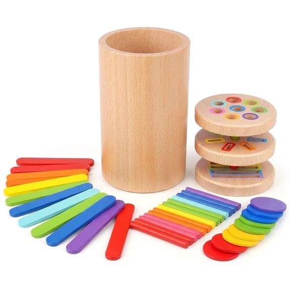 Wooden Montessori Baby Toddler Toys: 3 in 1 Learning Fine Motor Skills Toys, Educational Color Sorting Sensory Toys for 1-3 Toddlers, Boys Girls Toys Gifts