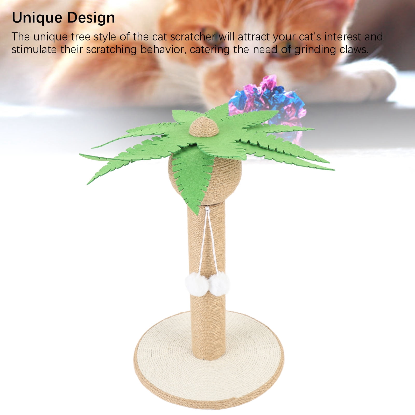 YAHHU Coconut Tree Cat Scratching Post Sisal Durable Kitten Scratcher Tower Space Saving Stable Structure Indoor (12.6 inches / 32 cm)