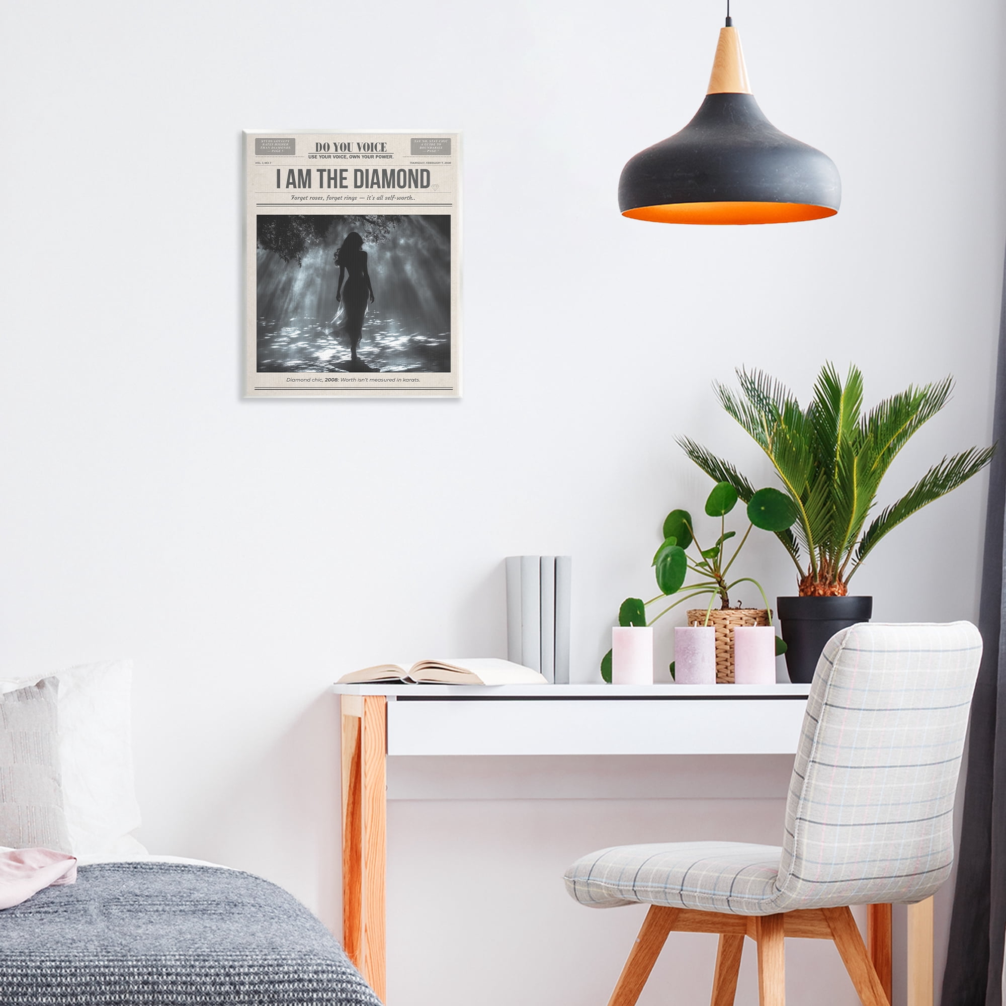 Stupell Industries Diamond Chic Newspaper Wall Plaque Art, design by A Barefoot Stylist