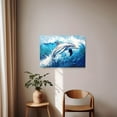 thumbnail image 4 of One Piece Of Canvas Wall Art Featuring A Wooden Frame Measuring , Showcasing A Retro Abstract Canvas Painting Of An Atlantic Spotted Dolphin In White., 4 of 6