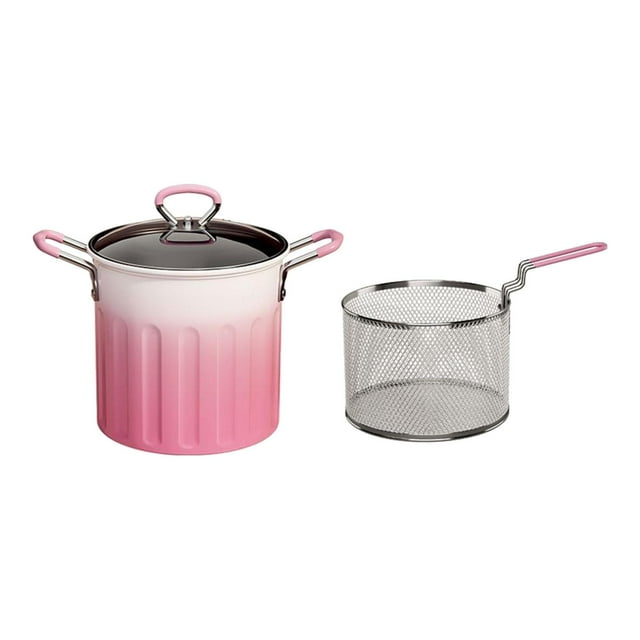 GROWTH TANK Deep Fryer Pot with Frying Basket Soup Pot Multipurpose Anti Scale Handle 3L Capacity Small Stewpot for Cooking Fried Chicken