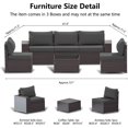 thumbnail image 3 of Gotland Outdoor Patio Furniture Set 6 Piece Sectional Rattan Sofa Set Rattan Wicker Patio Conversation Set with 5 Seat Cushions and 1 Tempered Glass Table,Grey, 3 of 6