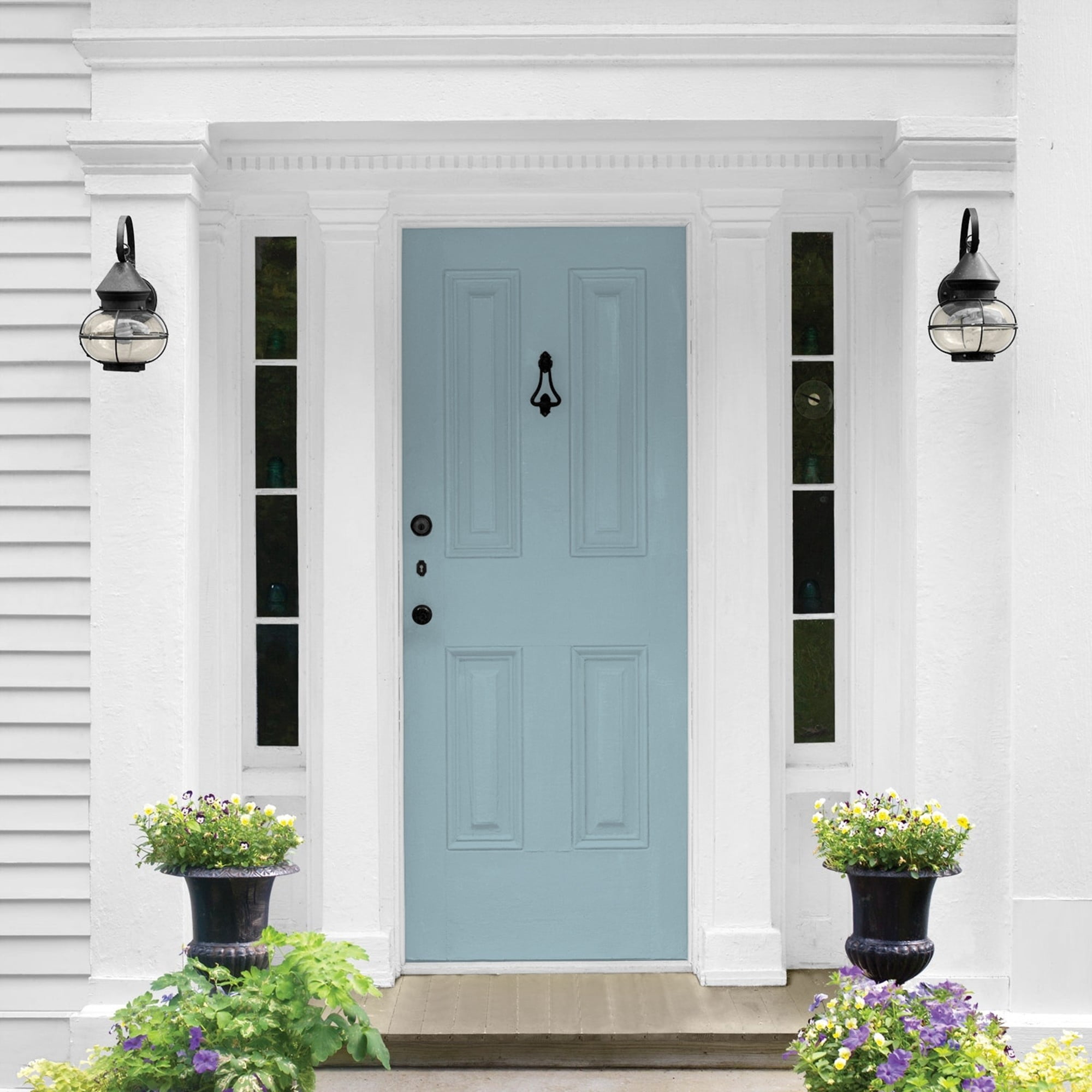 Glidden One Coat Mountain Stream / Blue Semi-Gloss Exterior Paint with Primer, 1 Gallon