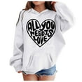 thumbnail image 4 of Valentine's Day Hoodies for Teen Hoodies Love Print Oversized Hoodie Long Sleeves Comfy Loose Pullover Cute Sweatshirts Girls Tops Size 3T, 4 of 5