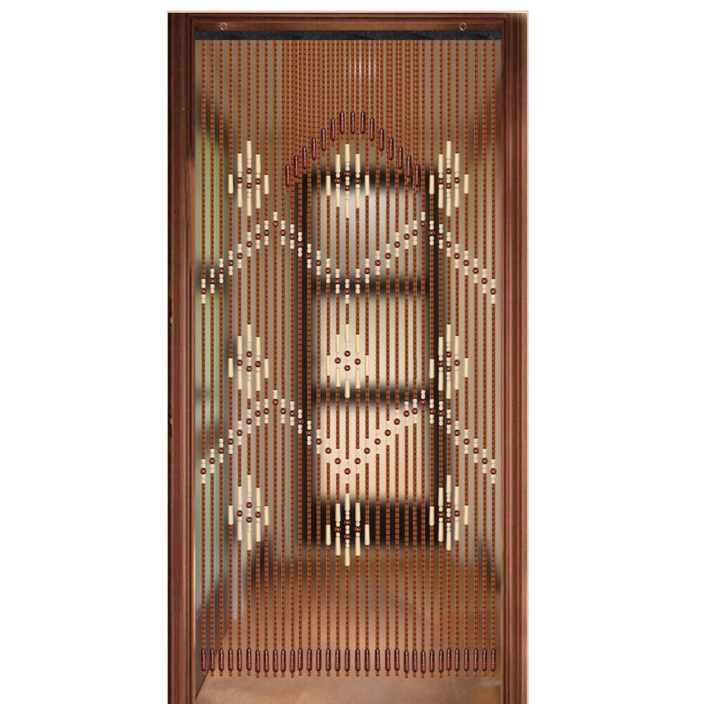 Miumaeov Wooden Beads Bohemian Curtain Doorway String Curtain Blinds Tassel Room Divider