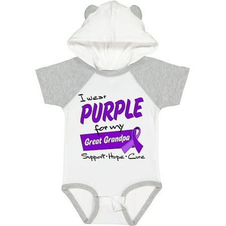 

Inktastic I Wear Purple for My Great Grandpa-Support Hope Cure Gift Baby Boy or Baby Girl Bodysuit