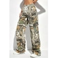 thumbnail image 2 of Camo Pants Women High Waisted Wide Leg Casual Camoflage Cargo Pants Baggy Elastic Waist Straight Jeans Trousers, 2 of 9