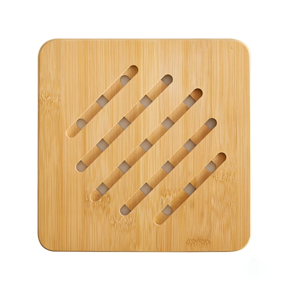 ACDANC Table Solid Bamboo Wood Trivets for Hot Dishes Pot w/Non-slip Pads Heat Resistant Pads