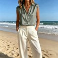 thumbnail image 4 of DagobertNiko Women Plus Size Short Sleeve Tops Silk Satin Lapel Elegant Blouses Casual Tee for Summer Daily Wear and Style, 4 of 6