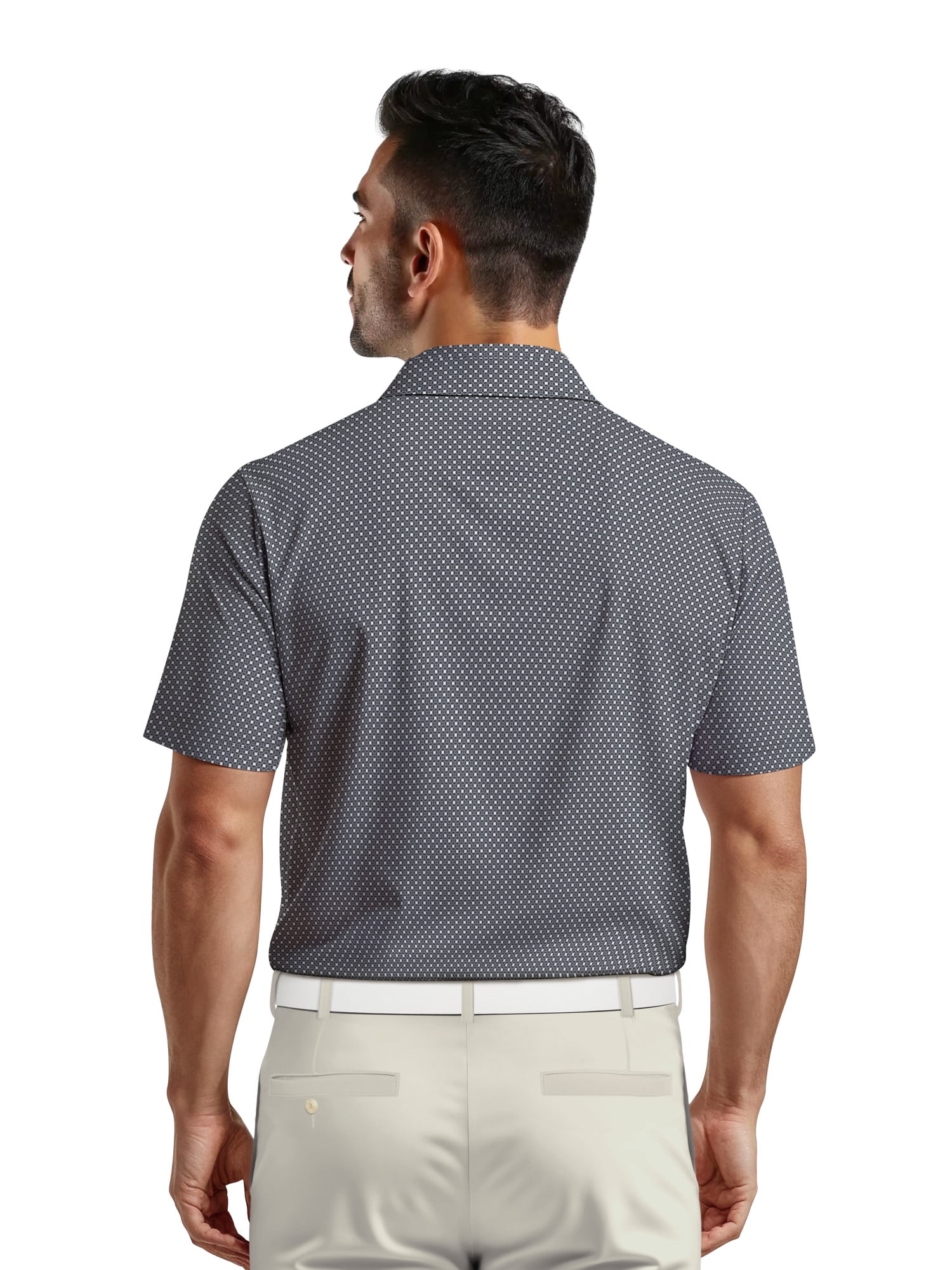 Ben Hogan Men's & Big Men's Performance Allover Geo Print Short Sleeve Golf Polo Shirt, Sizes S-5XL