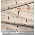 thumbnail image 3 of Soimoi White Modal Satin Fabric Notes & Guitar Musical Instrument Decor Fabric Printed Yard 42 Inch Wide, 3 of 5