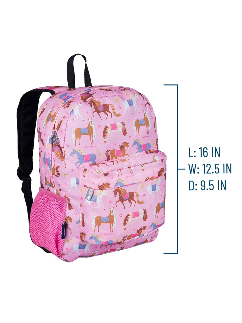 Wildkin Kids Full Size 16 Inch School Bookbag, Mesh Pockets, Cute Design,  Padded Back & Adjustable Straps (Horses Pink) - Walmart.com