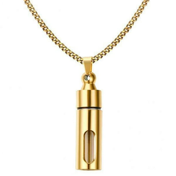Collar con colgante de urna de tubo de acero inoxidable con recipiente de vidrio que se puede abrir, paquete de 2 a 15 unidades Los 60cm