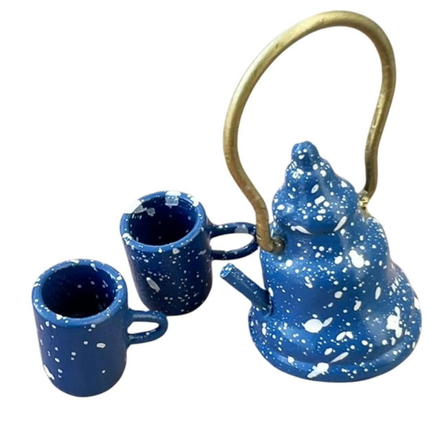 Juego de Tazas para Casa de Muñecas Hugo 1/2 Tetera y Tazas de Té