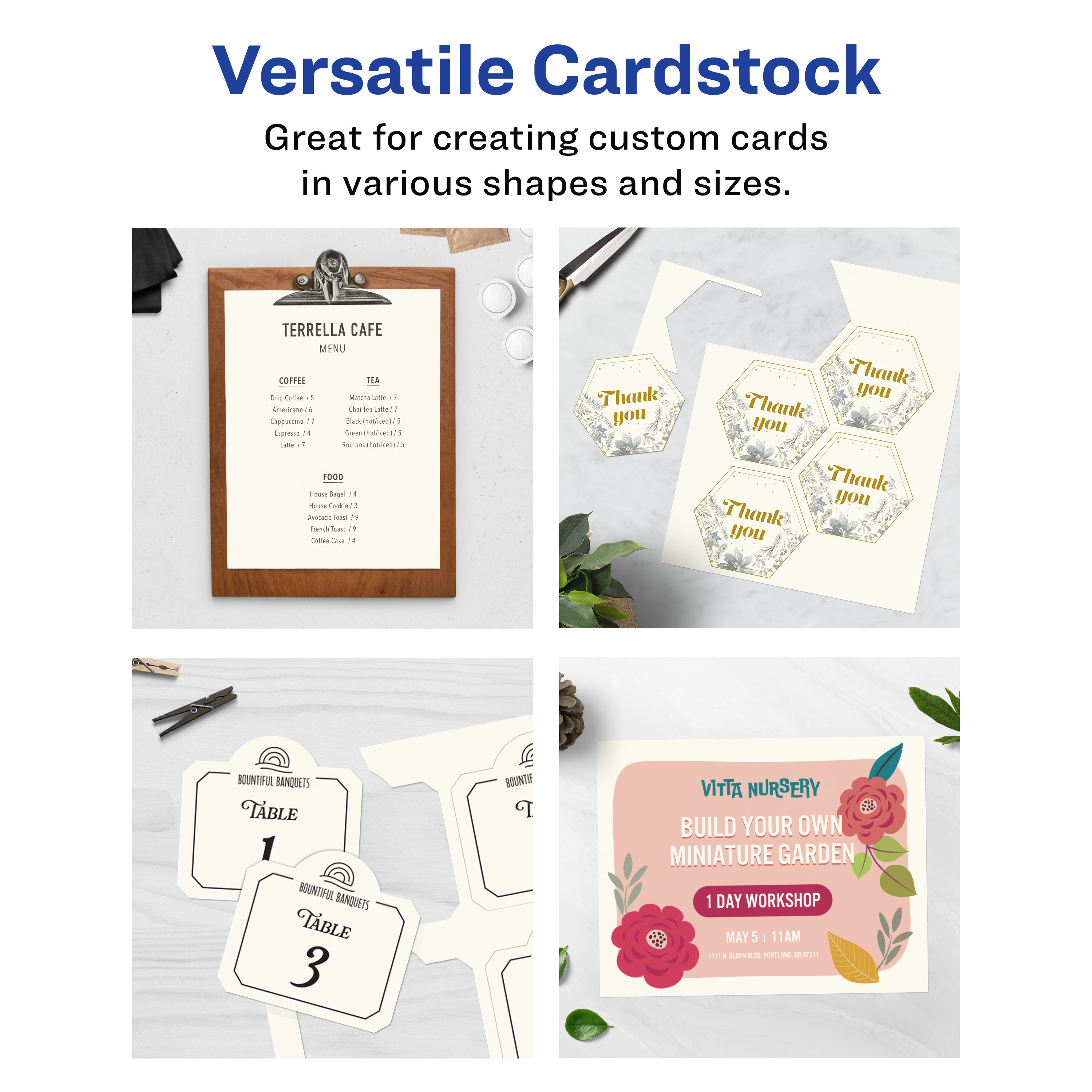 Avery Printable Cardstock, 8.5" x 11", Ivory, 50ct