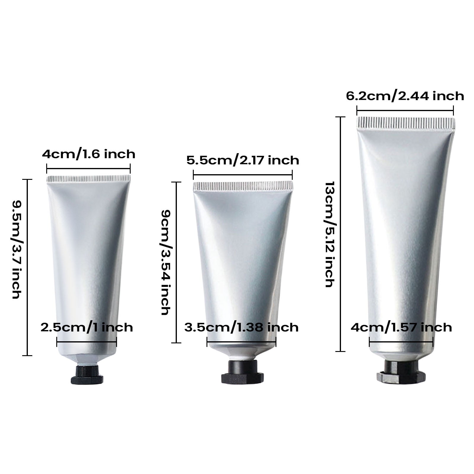 Aspire 4 Pack 3.4 oz/100 ml Silver Aluminum Cosmetic Soft Tubes with Twist Cap Cream Packaging