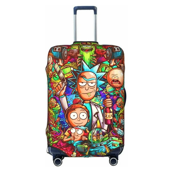 Double-sided Printed Luggage Cover Rick and Morty Travel Suitcase Protector Baggage Covers Large