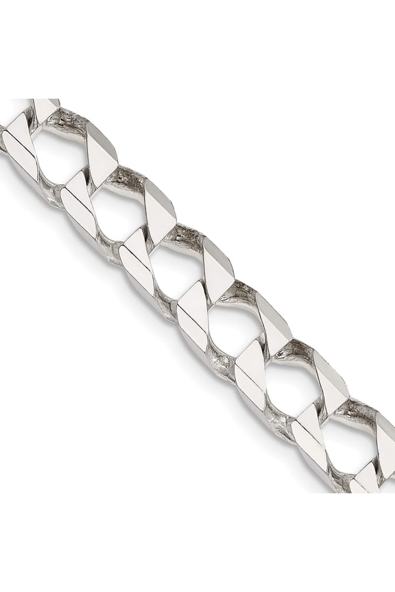 Sterling Silver 6.75mm Flat Open Curb Chain (26 X 6.75) Made In Italy qfoc250-26