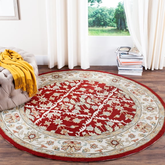 Safavieh Easy Care Yasmin Oriental Area Rug, Red/Ivory, 6' x 6' Round