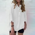 thumbnail image 1 of Qertyioot Mode Femme Décontractée Manches 3/4 Col Rond Hauts Blouse Ample Hauts d'Été, 1 of 7