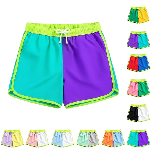 Tisuna Boys Beach Shorts Kids Lightweight Elastic Waist Shorts Color Block Summer Holiday Casual Shorts Size 2-3 Years Black