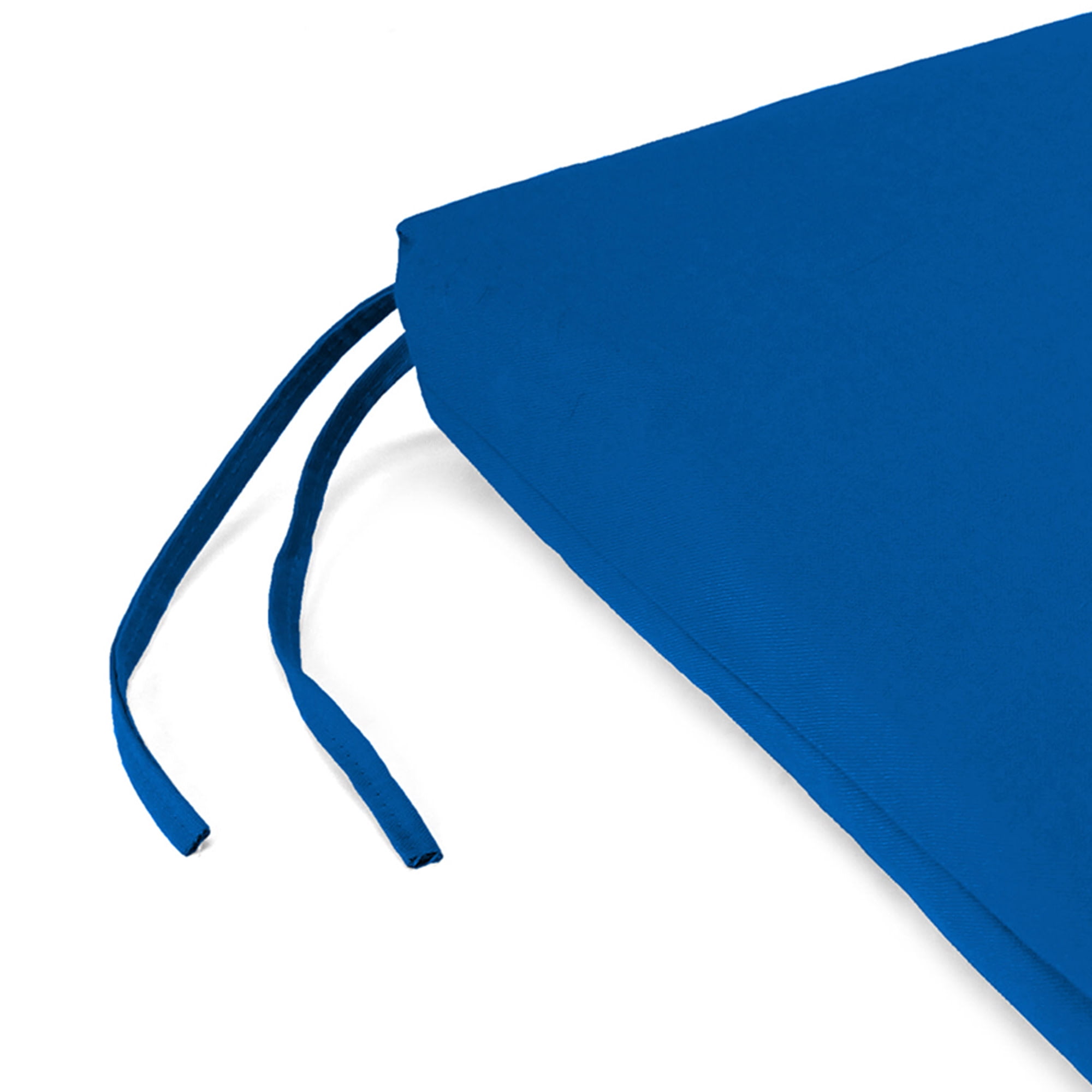 Jordan Manufacturing 18" x 19" Royal Blue Solid Rectangular Outdoor Chair Pad Seat Cushion with Ties and Hanger Loop (2 Pack)