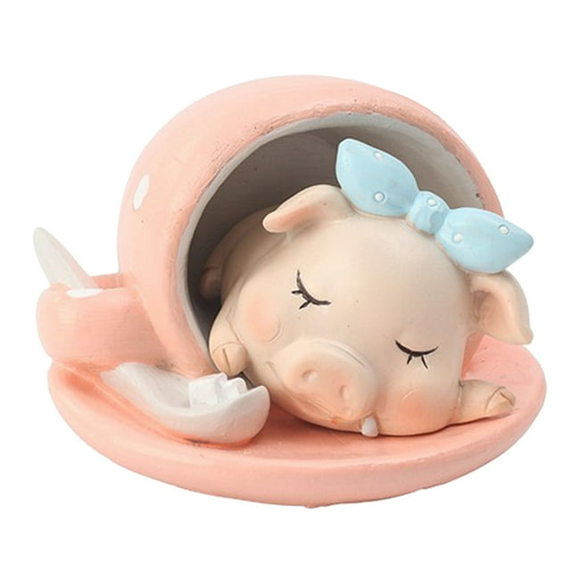 Adorno en miniatura de jardín de hadas con forma de cerdito de resina, maceta, decoración para bodas Taza de cerdo