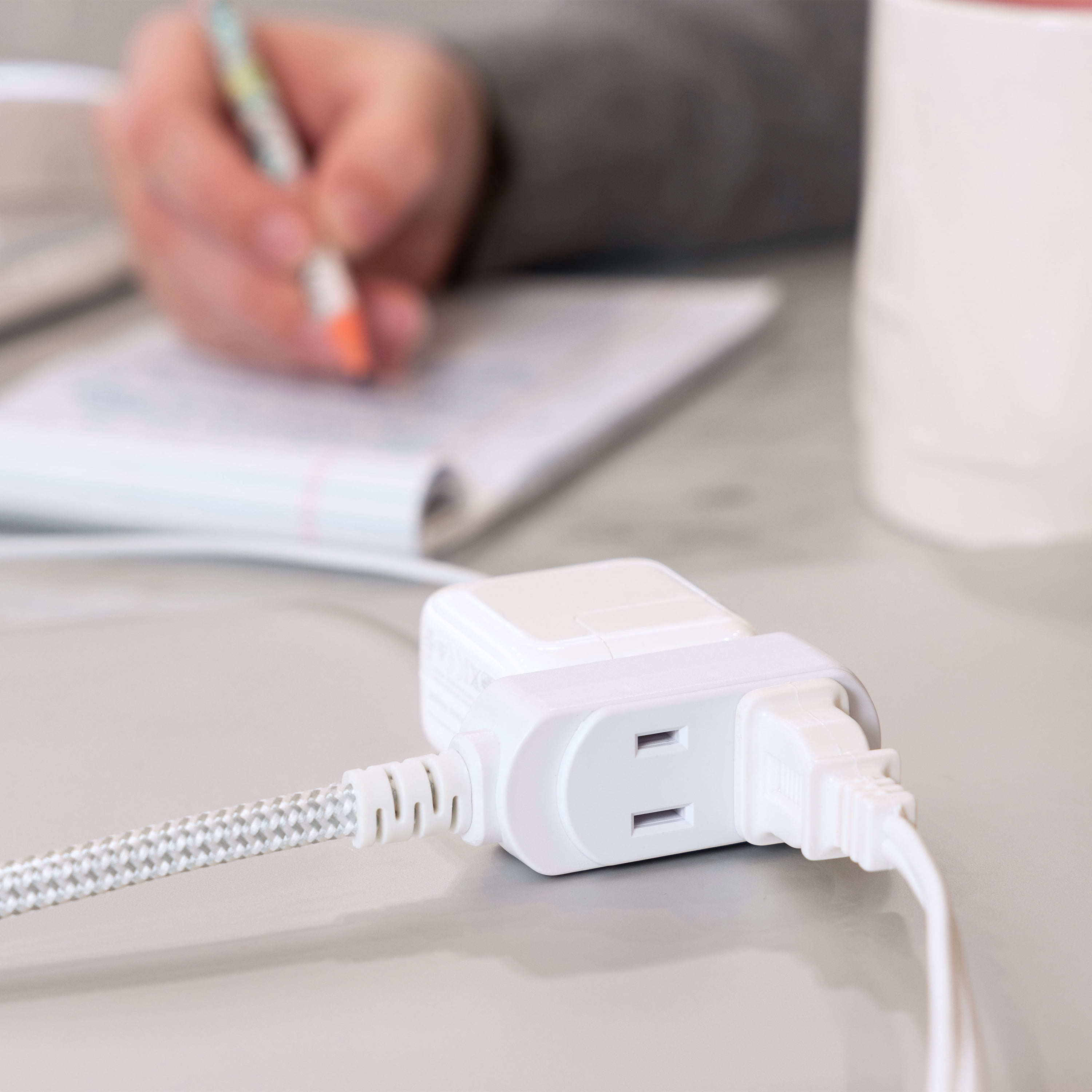 Cordinate 3 Outlet Extension Cord, 15 ft Cable, Gray/White, 43431