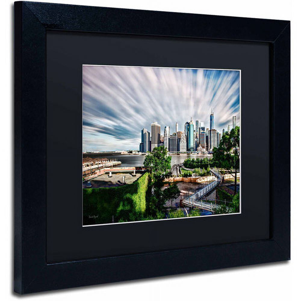 Trademark Fine Art "Brooklyn Bridge Park and Financial District - III" Canvas Art by David Ayash, Black Matte, Black Frame