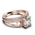 thumbnail image 2 of Gorgeous Art nouvea 2.00 Carat Oval Cut Diamond Moissanite Twirled Style Engagement Ring, Wedding Ring in 925 Sterling Silver With 18k Rose Gold Plating Gift For Her, Bridal Set, 2 of 4