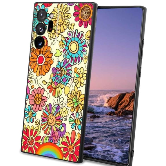 Compatible with Samsung Galaxy Note 20 Ultra 5G Phone Case, Retro-s-Groovy-Floral-Rainbow-Hippie15 Case Men Women, Flexible Silicone Shockproof Case for Samsung Galaxy Note 20 Ultra 5G