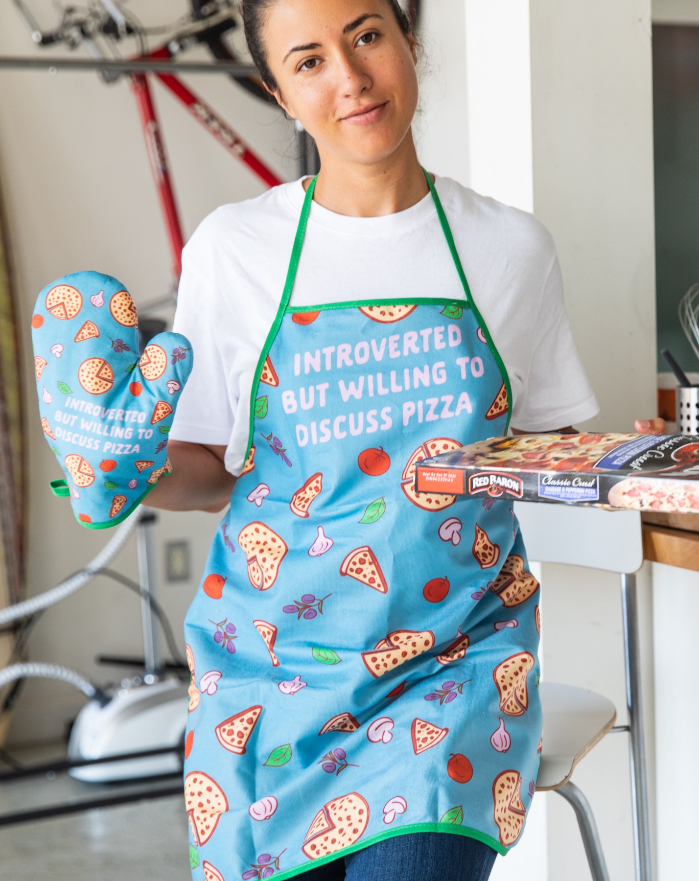 Introverted But Willing To Discuss Pizza Funny Baking Cooking Graphic Kitchen Accessories - image 3 of 8