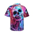 thumbnail image 3 of Daiia Neon Skull With Milkshake Hawaiian Shirt for Men Gentle Cotton Regular Short Sleeve Casual-XX-Large, 3 of 9